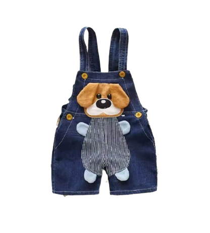The Zara - Baby Unisex Dog & Bear Design Denim Jumper Overalls