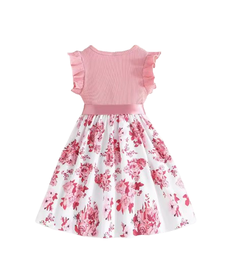 The Cataleya - Baby Girl Cotton Ruffled Sleeveless Floral Princess Dress