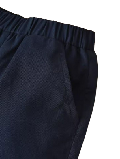 The Francisco - Baby Boy Navy Blue Suit Simple Wind Leaf Printed Short Sleeve Shirt + Solid Color Shorts