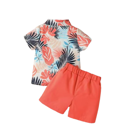 The Casey - Baby Boy Plant Print Casual Tops + Solid Colour Shorts