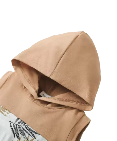 The Shepherd - Baby Boy Hooded Maple Leaf Print Sleeveless Top + Shorts