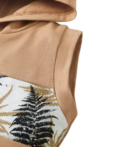 The Shepherd - Baby Boy Hooded Maple Leaf Print Sleeveless Top + Shorts