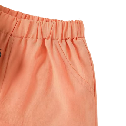 The Baker - Baby Boy Short Sleeve Turn-down Collar Top With Printing Floral Pocket & Solid Pants