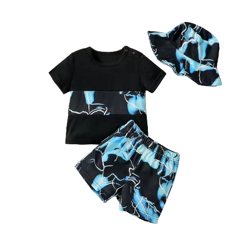 The Malcolm - Baby Boy Short Sleeve Top + Short Trousers + Hat
