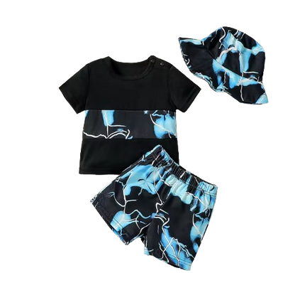 The Malcolm - Baby Boy Short Sleeve Top + Short Trousers + Hat