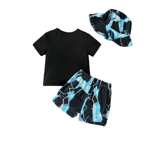 The Malcolm - Baby Boy Short Sleeve Top + Short Trousers + Hat