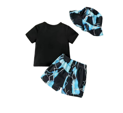 The Malcolm - Baby Boy Short Sleeve Top + Short Trousers + Hat