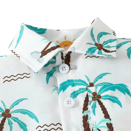 The Jax - Baby Boy Coconut Tree Print T-Shirt Top + Elastic Shorts