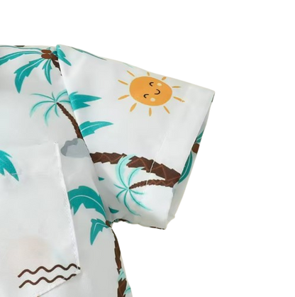 The Jax - Baby Boy Coconut Tree Print T-Shirt Top + Elastic Shorts