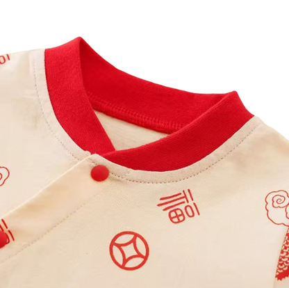 The Clayton - Baby Unisex Short Sleeved Chinese Style Jumpsuit Romper