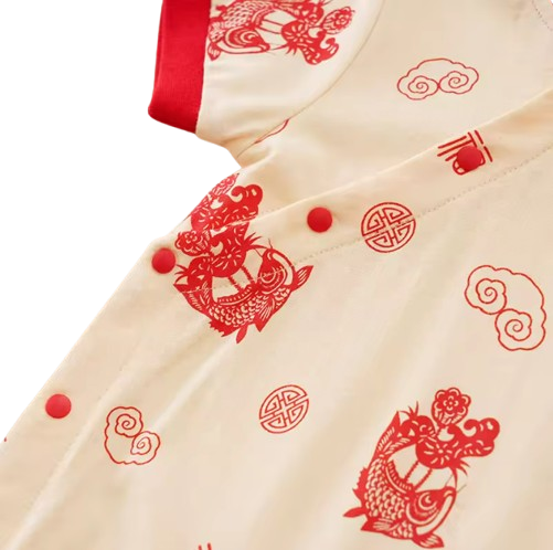 The Clayton - Baby Unisex Short Sleeved Chinese Style Jumpsuit Romper