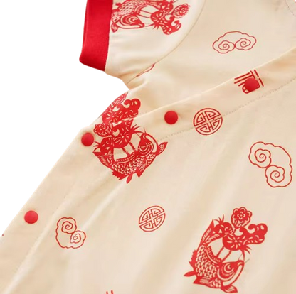 The Clayton - Baby Unisex Short Sleeved Chinese Style Jumpsuit Romper