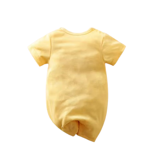 The Bowen - Baby Unisex Cute Brown Bear Print Yellow Romper
