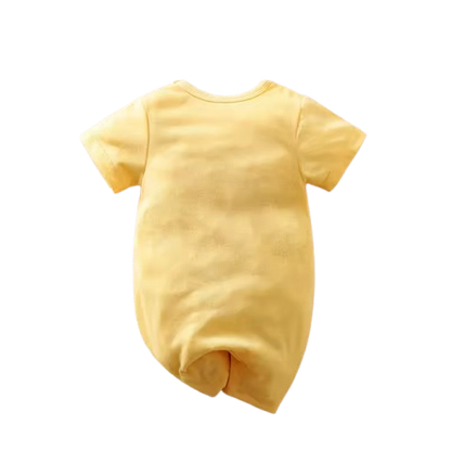 The Bowen - Baby Unisex Cute Brown Bear Print Yellow Romper