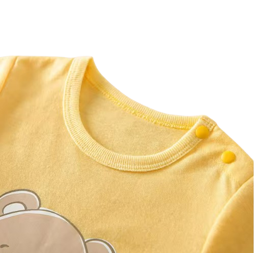 The Bowen - Baby Unisex Cute Brown Bear Print Yellow Romper