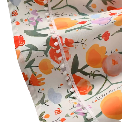 The Kimberly - Baby Girl Flower Print Small Flying Sleeve Holiday Style Dress