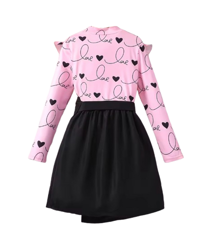 The Juliana - Baby Girl Pink Love Long Sleeve & Half Skirt Two Piece Set