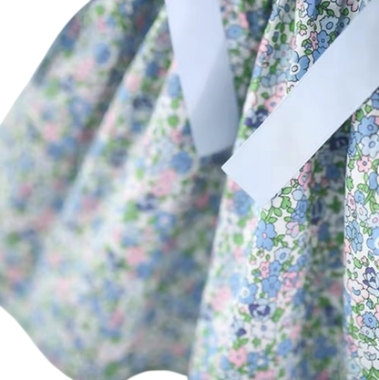 The Noa - Baby Girl Blue Floral Baby Sweet Bow Dress