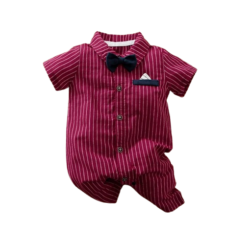 The Dante - Baby Boy Red Short Sleeve Gentlemen Romper