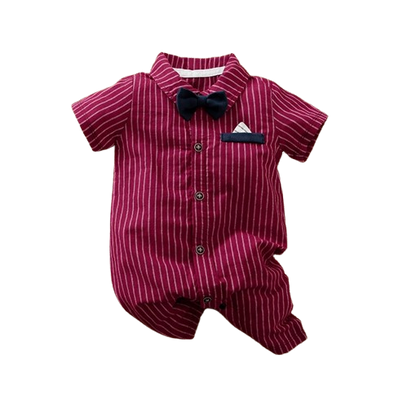 The Dante - Baby Boy Red Short Sleeve Gentlemen Romper