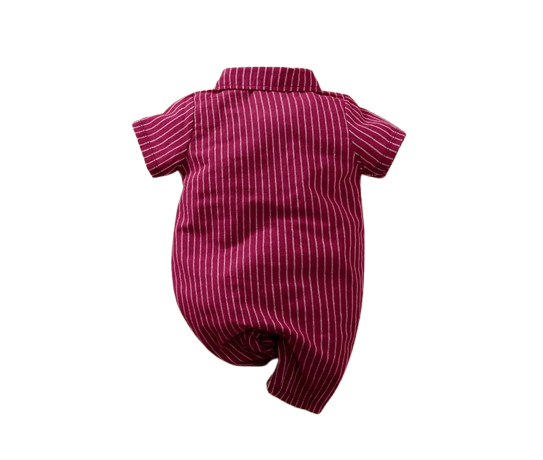 The Dante - Baby Boy Red Short Sleeve Gentlemen Romper