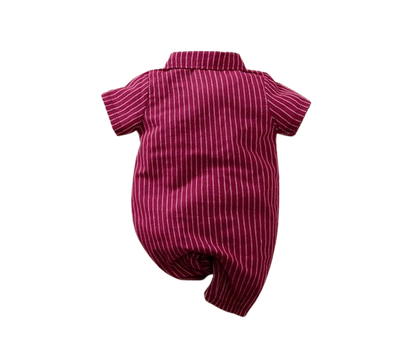 The Dante - Baby Boy Red Short Sleeve Gentlemen Romper