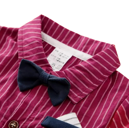 The Dante - Baby Boy Red Short Sleeve Gentlemen Romper