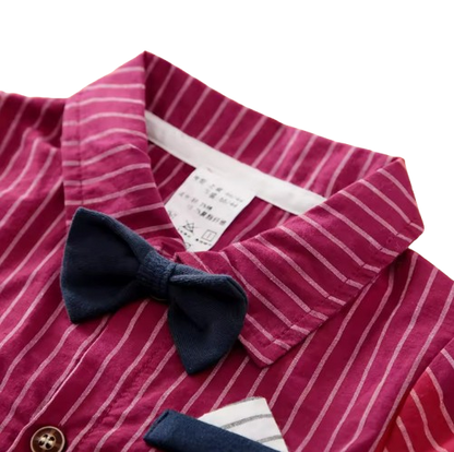 The Dante - Baby Boy Red Short Sleeve Gentlemen Romper