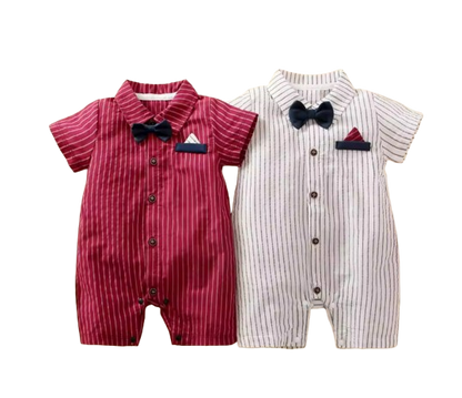 The Dante - Baby Boy White Short Sleeve Gentlemen Romper