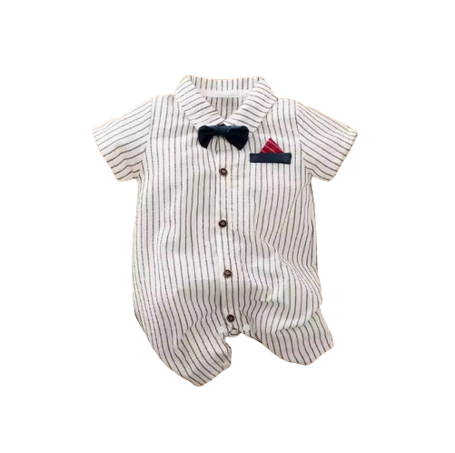 The Dante - Baby Boy White Short Sleeve Gentlemen Romper