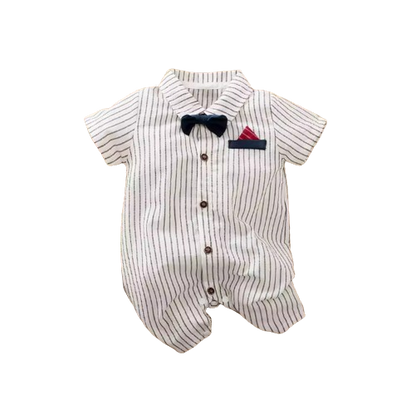 The Dante - Baby Boy White Short Sleeve Gentlemen Romper