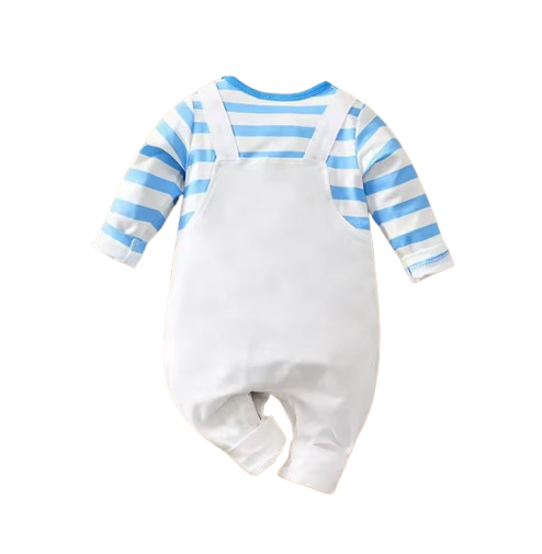The Ali - Baby Unisex Happy Elephant Casual Striped Long-Sleeved Onesies