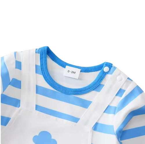 The Ali - Baby Unisex Happy Elephant Casual Striped Long-Sleeved Onesies