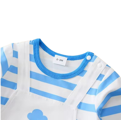 The Ali - Baby Unisex Happy Elephant Casual Striped Long-Sleeved Onesies