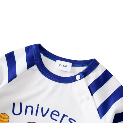 The Jaylen - Baby Boy Universe Letter with Astronaut Print Cartoon Romper