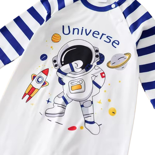The Jaylen - Baby Boy Universe Letter with Astronaut Print Cartoon Romper