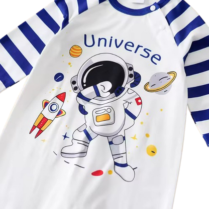 The Jaylen - Baby Boy Universe Letter with Astronaut Print Cartoon Romper