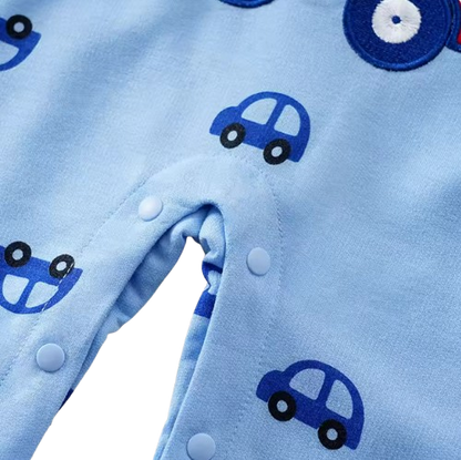 The Orion - Baby Boy Red Car Blue Jumper Cute Printed Romper