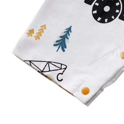 The Briggs - Baby Unisex Yellow Cars & Tractor Print Romper