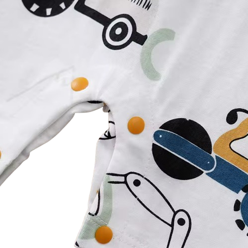 The Briggs - Baby Unisex Yellow Cars & Tractor Print Romper