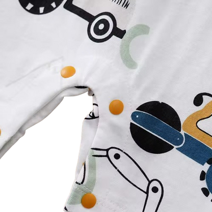 The Briggs - Baby Unisex Yellow Cars & Tractor Print Romper