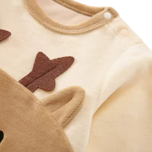 The Preston - Baby Boy Brown Moose Design Long Sleeve Romper