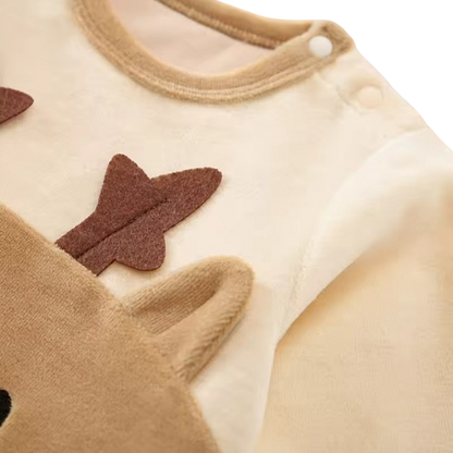 The Preston - Baby Boy Brown Moose Design Long Sleeve Romper