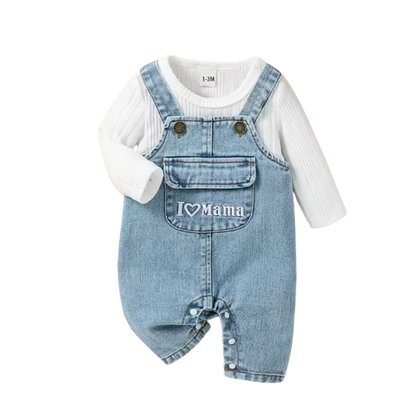 The Collins - Baby Unisex Long Sleeve Top + Suspenders Pants