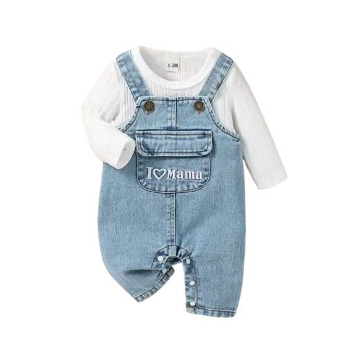 The Collins - Baby Unisex Long Sleeve Top + Suspenders Pants
