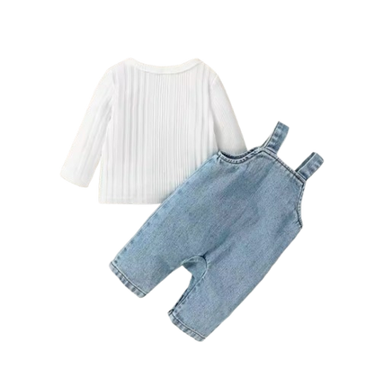 The Collins - Baby Unisex Long Sleeve Top + Suspenders Pants
