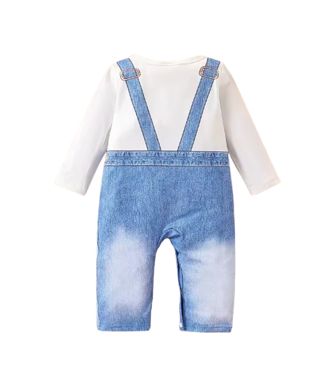 The Kyle - Baby Boy Printed  Crew Neck Long Sleeve One Piece Outfit