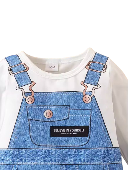 The Kyle - Baby Boy Printed  Crew Neck Long Sleeve One Piece Outfit