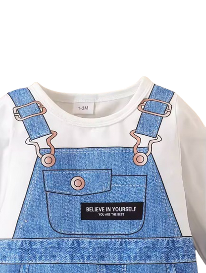 The Kyle - Baby Boy Printed  Crew Neck Long Sleeve One Piece Outfit