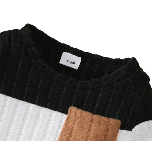 The Sutton - Baby Boy Black Long Sleeved Color Blocked Bodysuit + Gray Pants + Hat Outfit Set